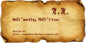 Némethy Márton névjegykártya